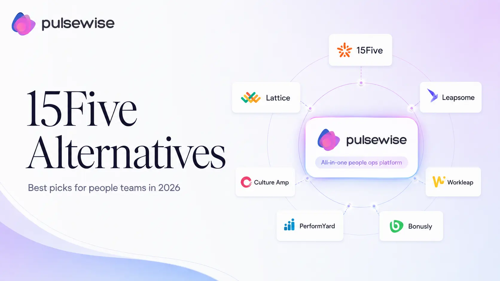 15Five alternatives for 2026 compared by job to be done, including Lattice, Leapsome, Culture Amp, Workleap, PerformYard, Bonusly, and Pulsewise