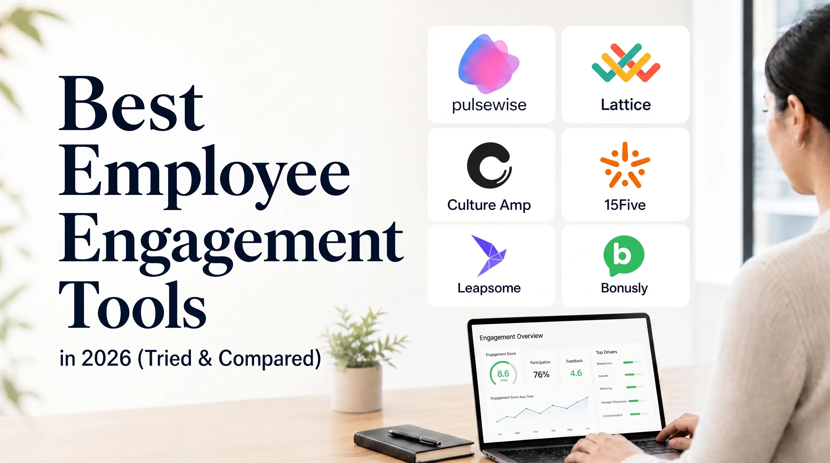 Best employee engagement tools in 2026 compared: Pulsewise, Lattice, Culture Amp, 15Five, Leapsome, and Bonusly