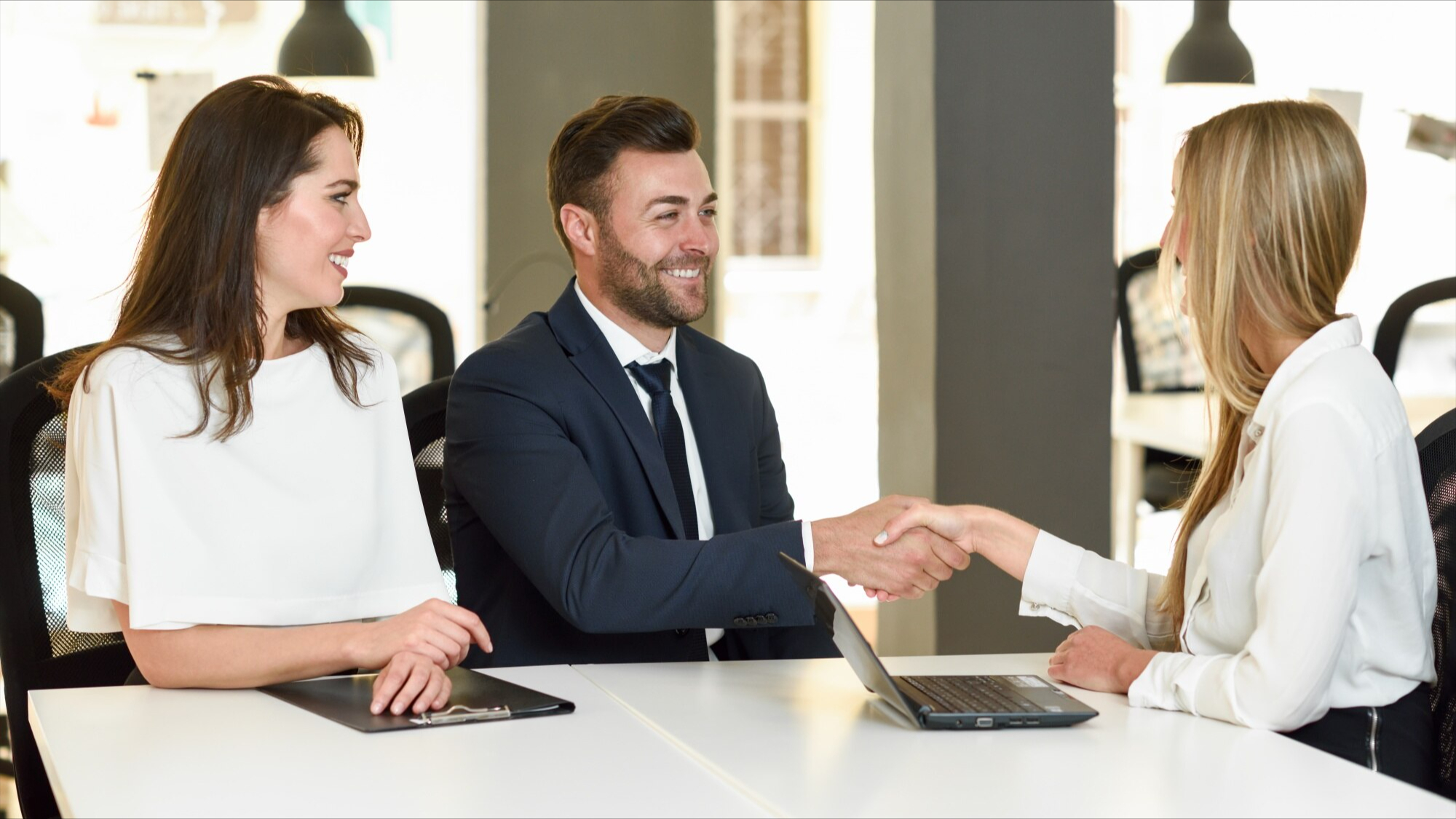 Employee having a performance review with a panel