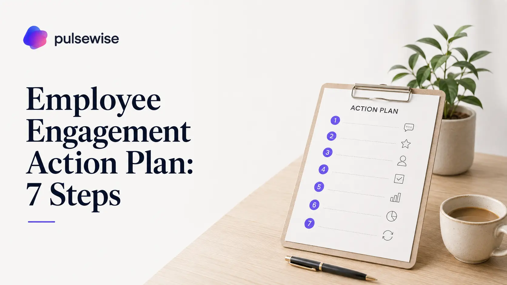 Employee engagement action plan toolkit showing priorities, owners, actions, metrics, and a 30-60-90 day review cadence