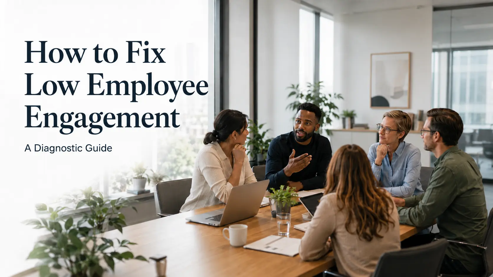 Diagnostic guide illustration for how to fix low employee engagement in 2026