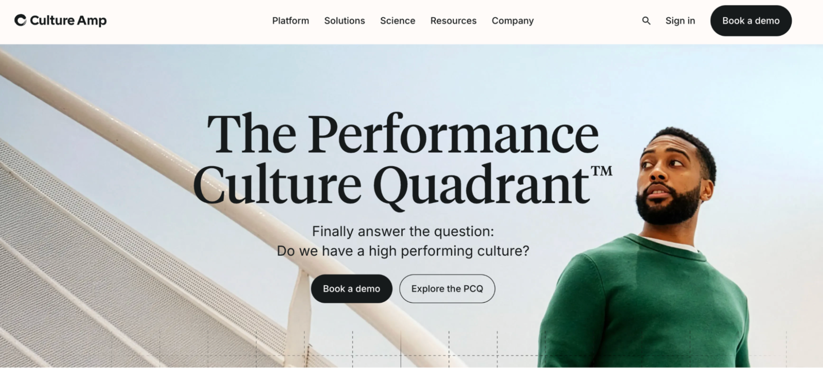 Culture Amp homepage showing the Performance Culture Quadrant